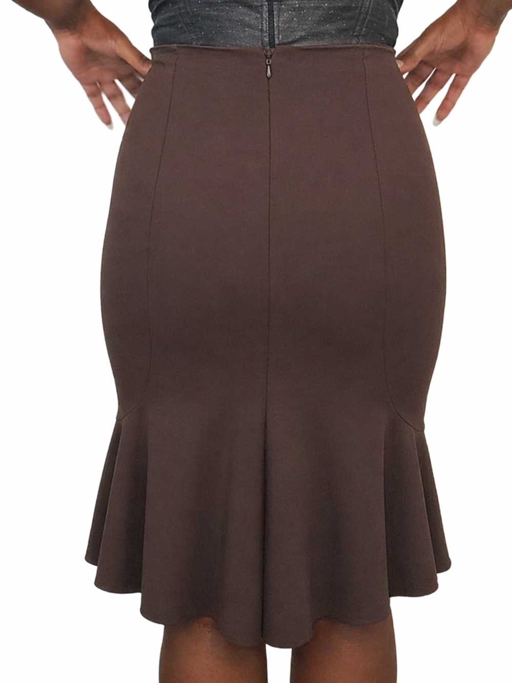 Brown Flared Hem Women's Skirt